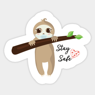 Baby Sloth With Face Mask, Stay Safe Sticker